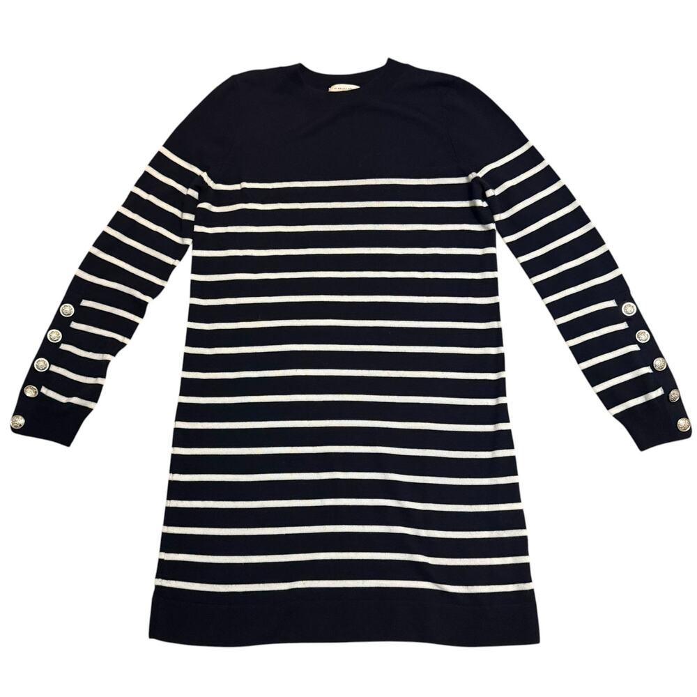 La Maille Sezane Sweater Dress Long Sleeve Merino Wool Stripes Blue White XS